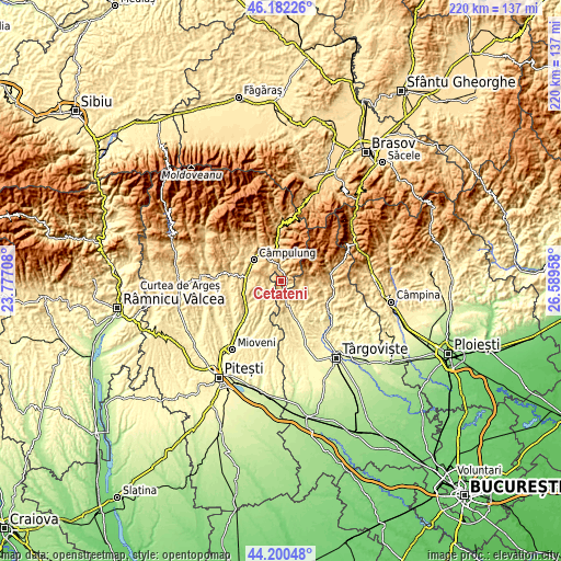 Topographic map of Cetăţeni