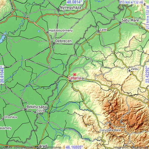 Topographic map of Cetariu