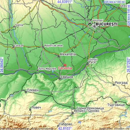 Topographic map of Cervenia