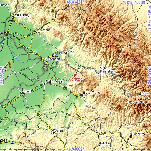 Topographic map of Certeze