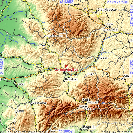Topographic map of Certeju de Sus