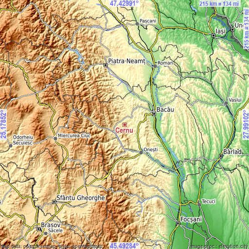 Topographic map of Cernu