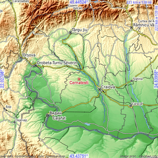 Topographic map of Cernăteşti