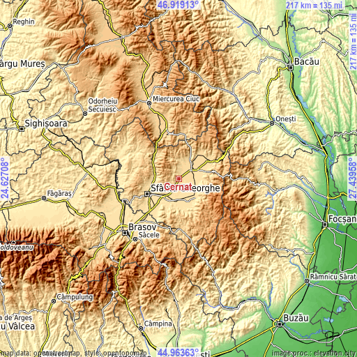 Topographic map of Cernat
