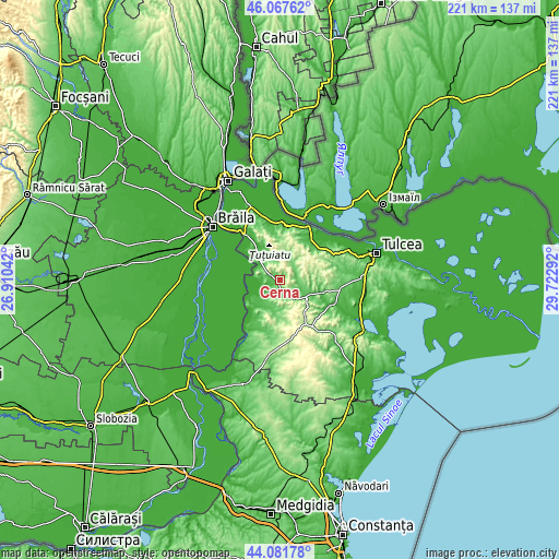 Topographic map of Cerna