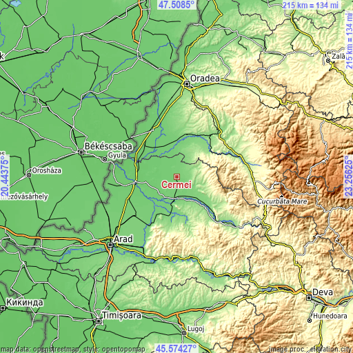 Topographic map of Cermei