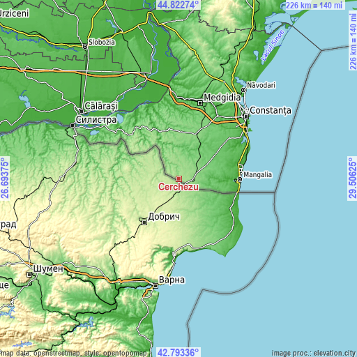 Topographic map of Cerchezu