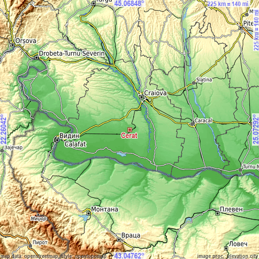 Topographic map of Cerăt