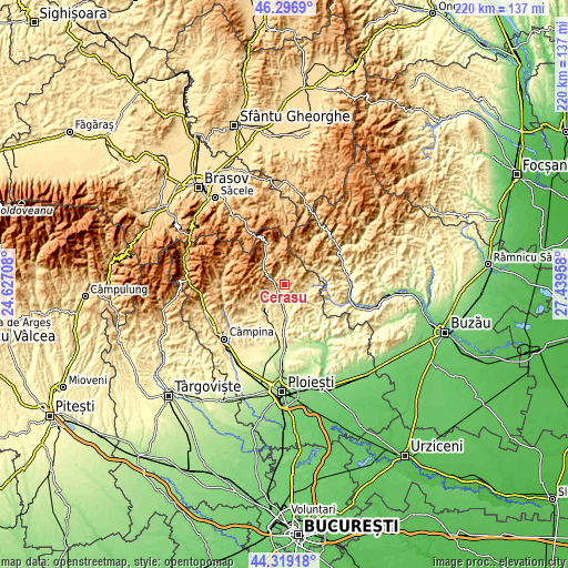 Topographic map of Ceraşu