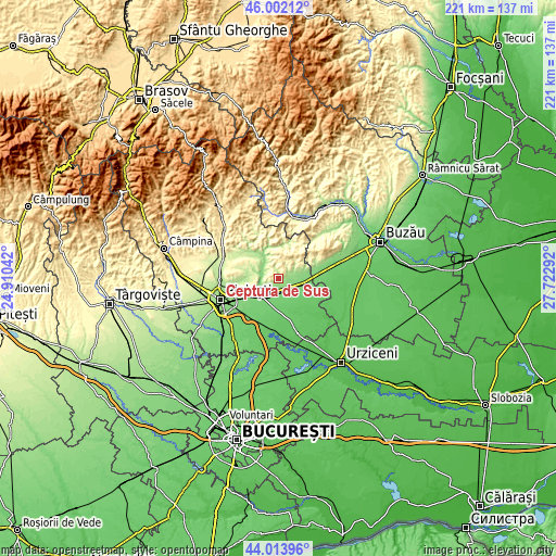 Topographic map of Ceptura de Sus