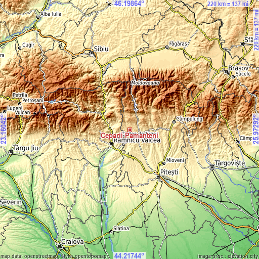 Topographic map of Ceparii Pământeni