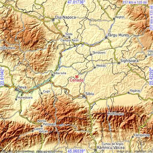 Topographic map of Cenade