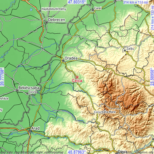 Topographic map of Ceica