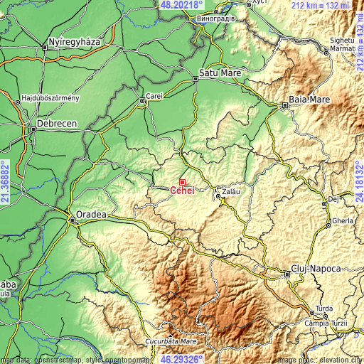 Topographic map of Cehei