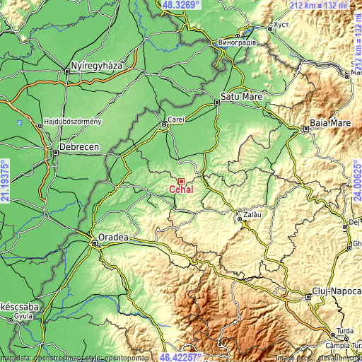 Topographic map of Cehal