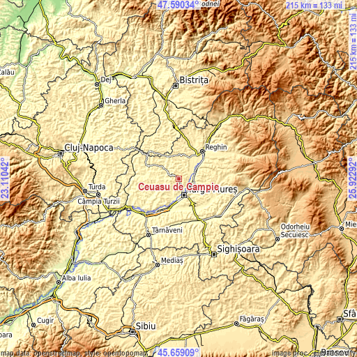 Topographic map of Ceuașu de Câmpie