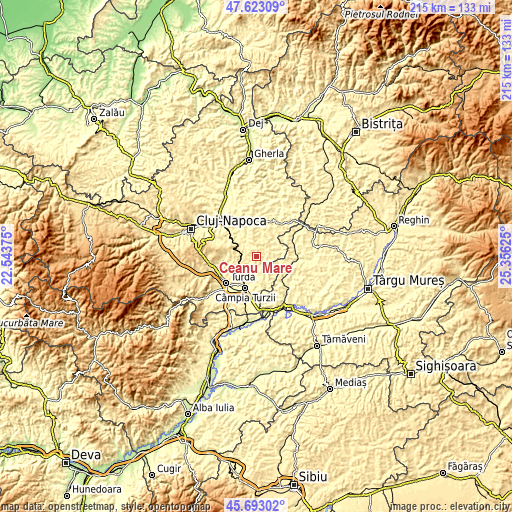 Topographic map of Ceanu Mare