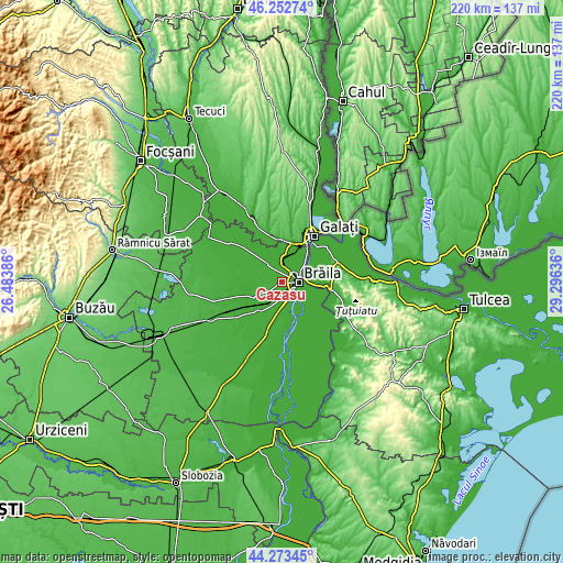 Topographic map of Cazasu