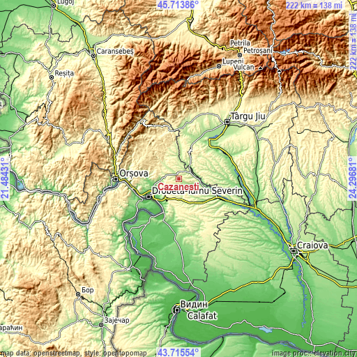 Topographic map of Căzăneşti