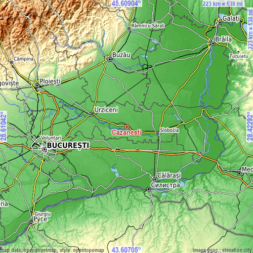 Topographic map of Căzăneşti