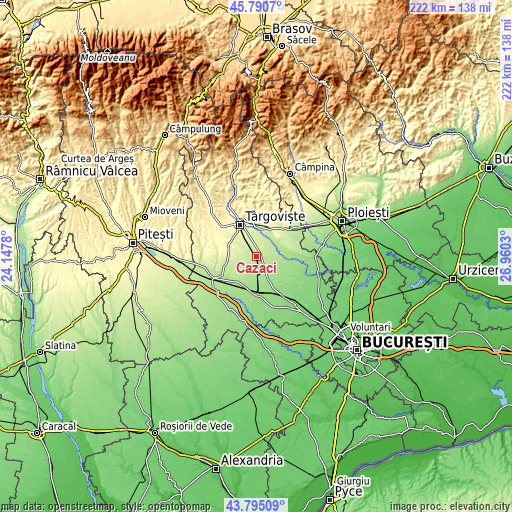 Topographic map of Cazaci