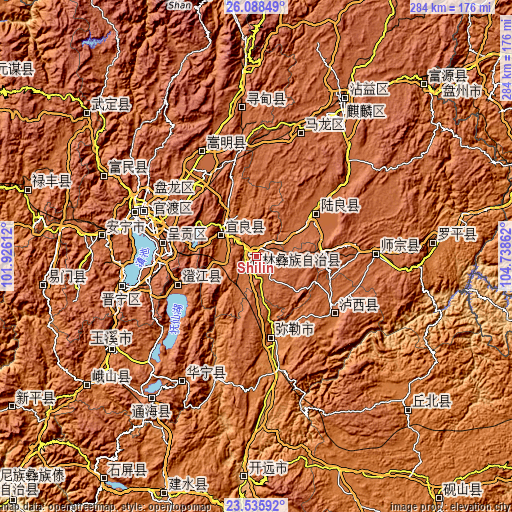 Topographic map of Shilin