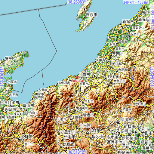 Topographic map of Jōetsu