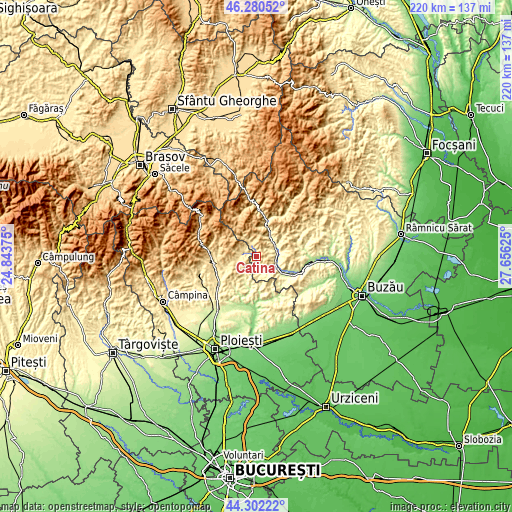 Topographic map of Cătina