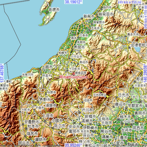 Topographic map of Minamiuonuma