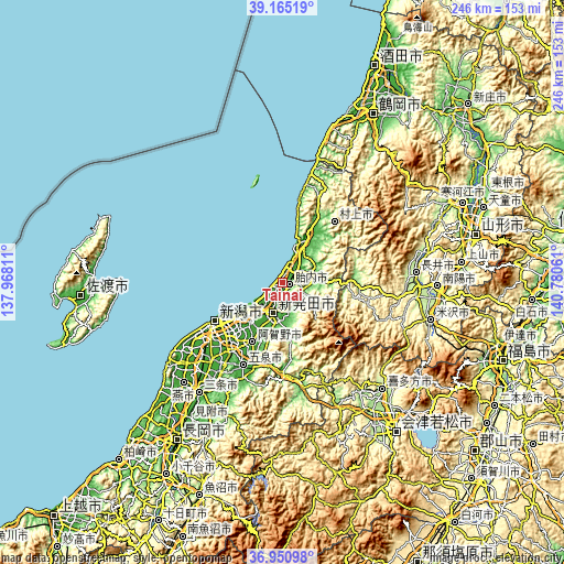 Topographic map of Tainai