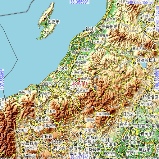 Topographic map of Uonuma