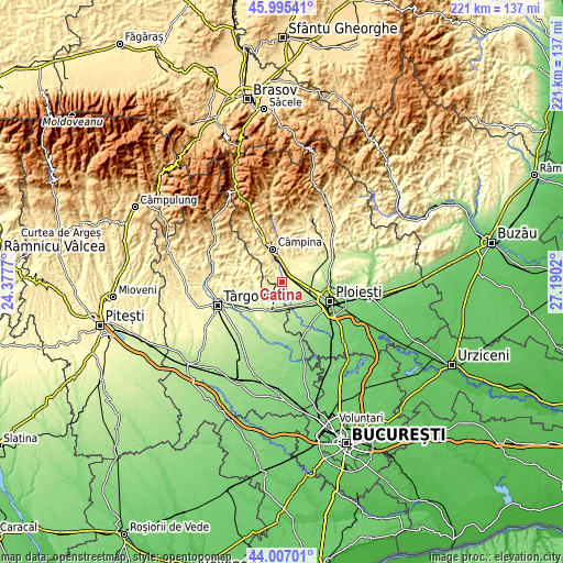 Topographic map of Cătina