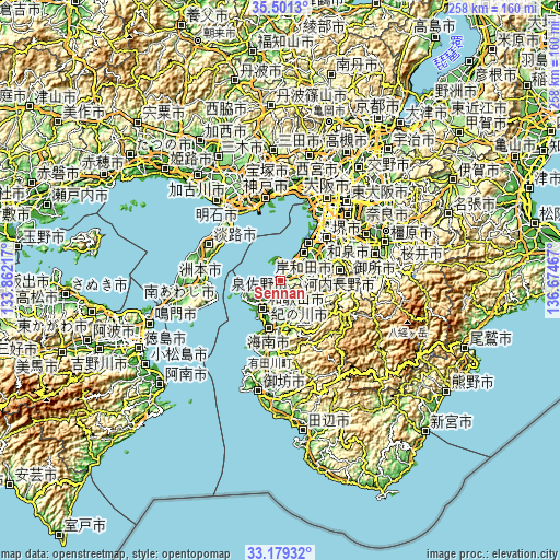 Topographic map of Sennan