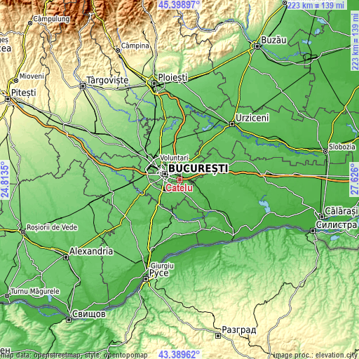 Topographic map of Cățelu