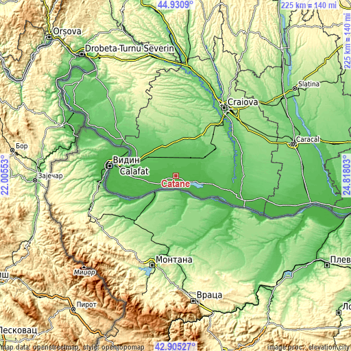 Topographic map of Catane