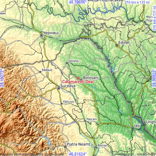 Topographic map of Cătămărești-Deal