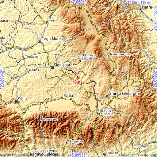 Topographic map of Caţa