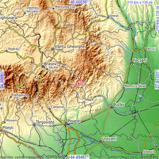 Topographic map of Cașoca