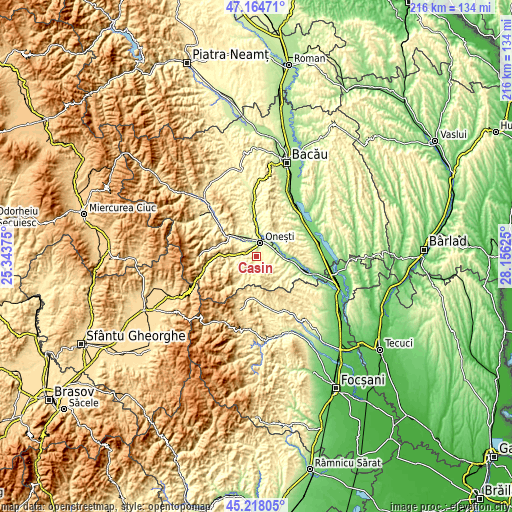 Topographic map of Caşin