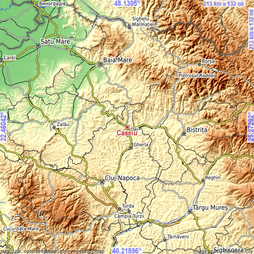 Topographic map of Căşeiu
