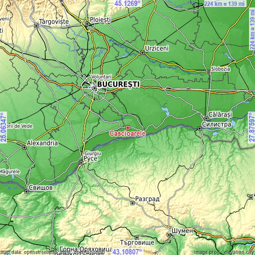 Topographic map of Căscioarele