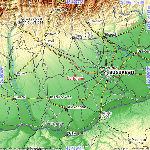 Topographic map of Cartojani