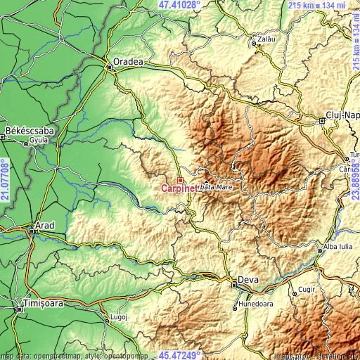 Topographic map of Cărpinet