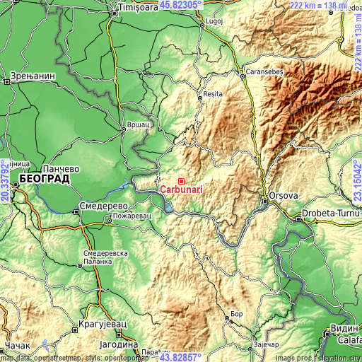 Topographic map of Cărbunari