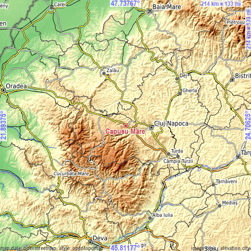 Topographic map of Căpuşu Mare