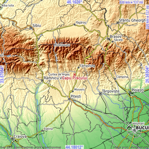 Topographic map of Capu Piscului