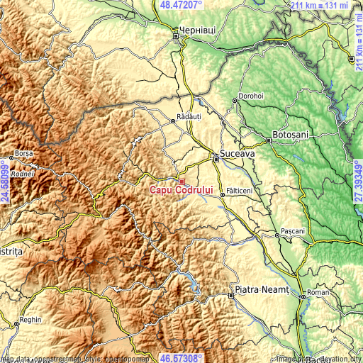 Topographic map of Capu Codrului