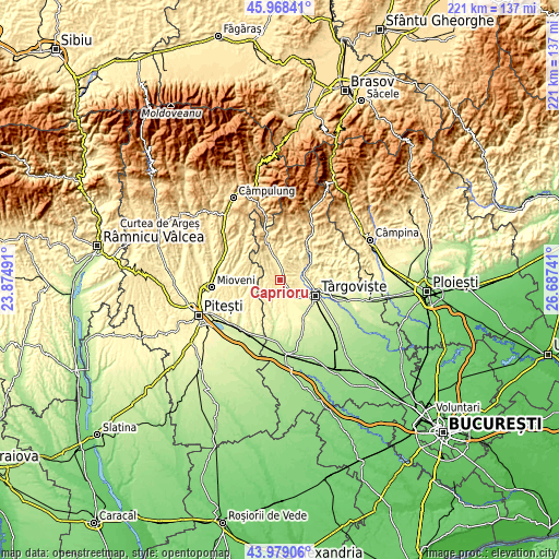 Topographic map of Căprioru