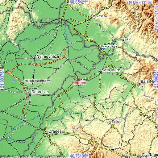 Topographic map of Căpleni