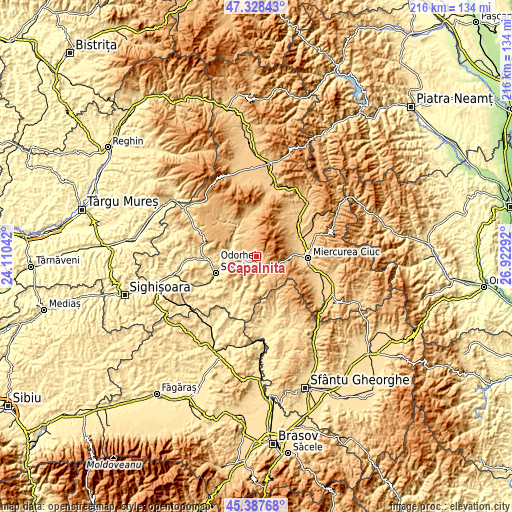 Topographic map of Căpâlniţa